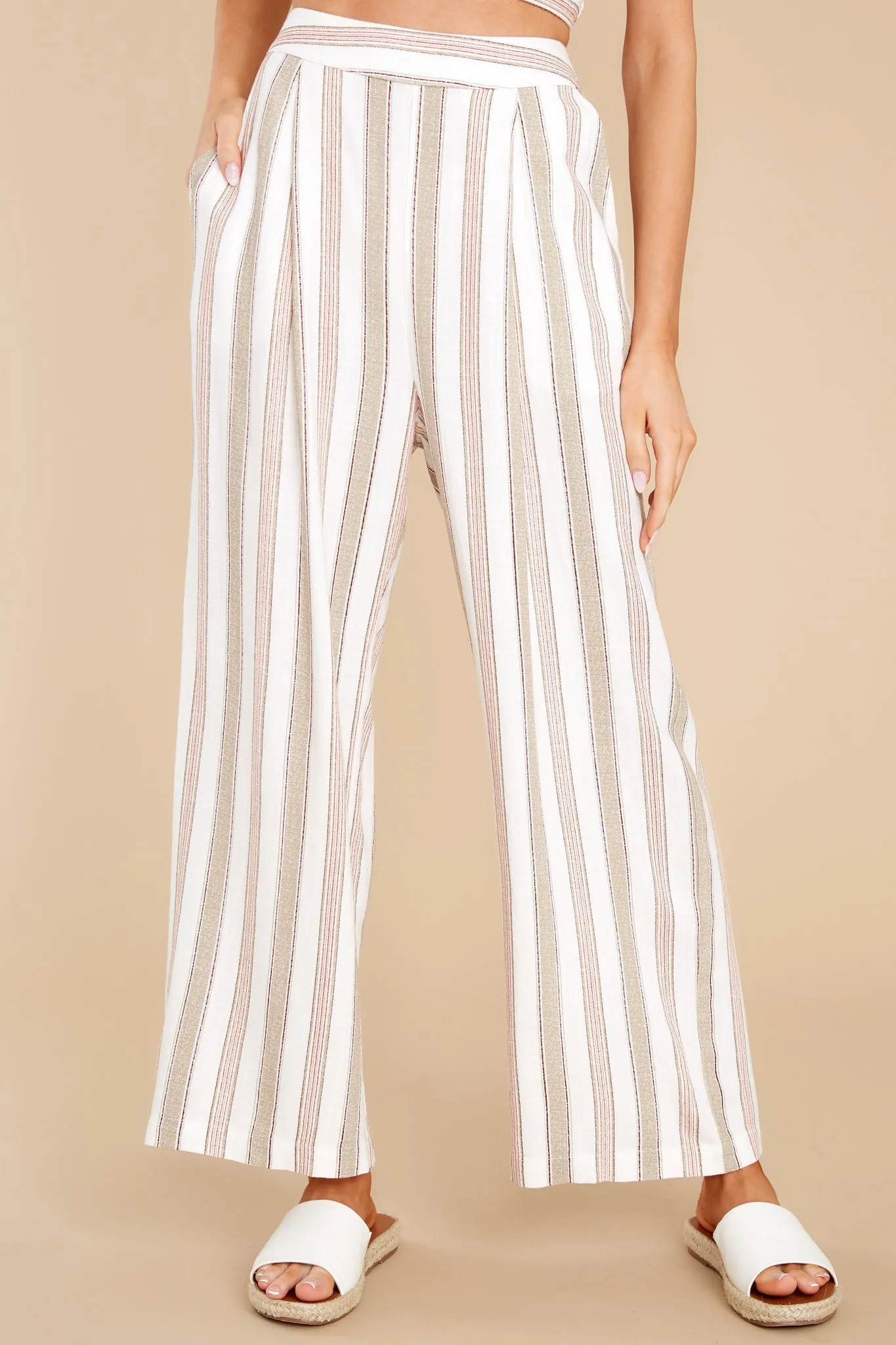 Walk On Beige Stripe Wide Leg Pants