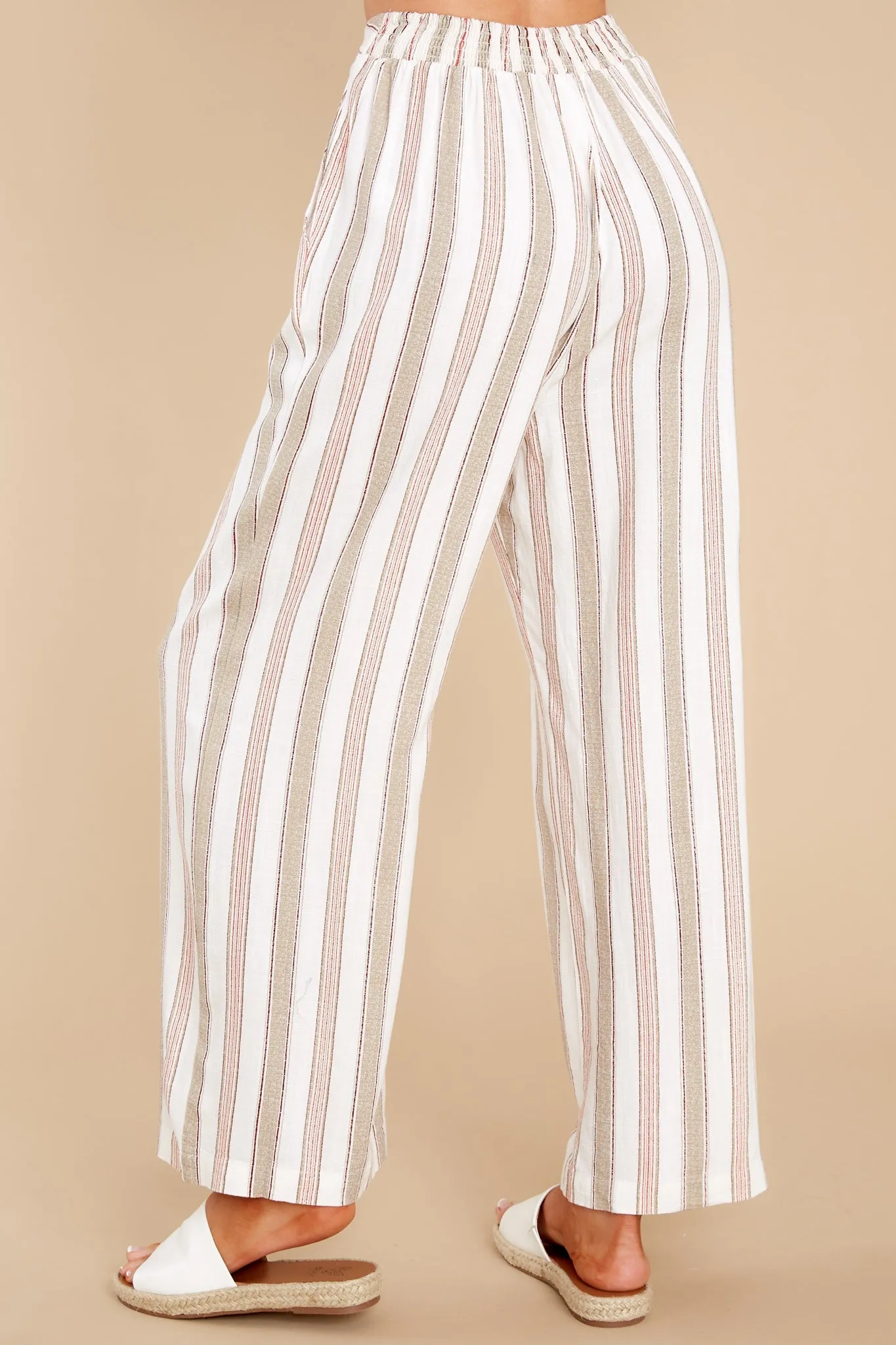 Walk On Beige Stripe Wide Leg Pants