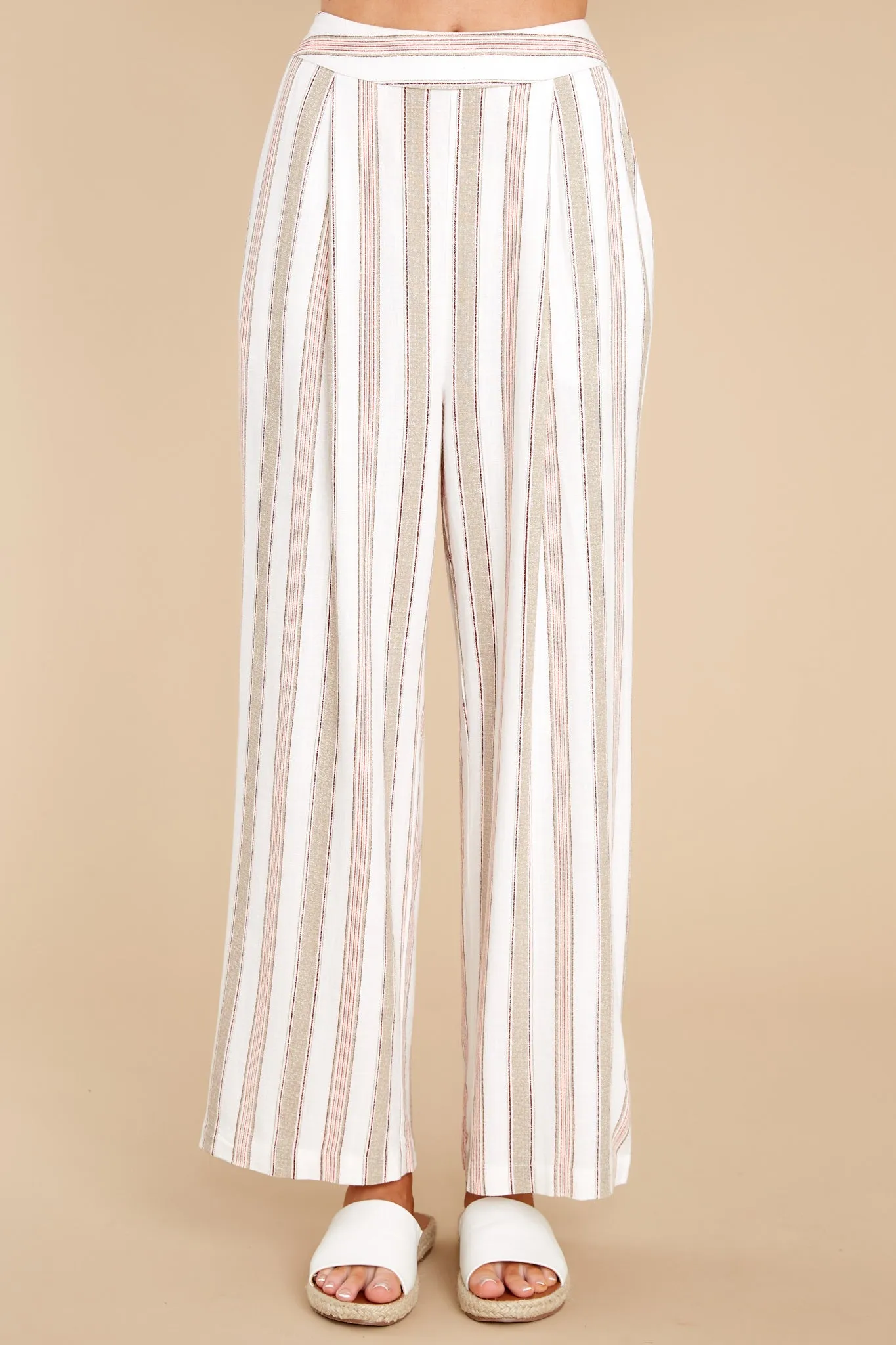 Walk On Beige Stripe Wide Leg Pants