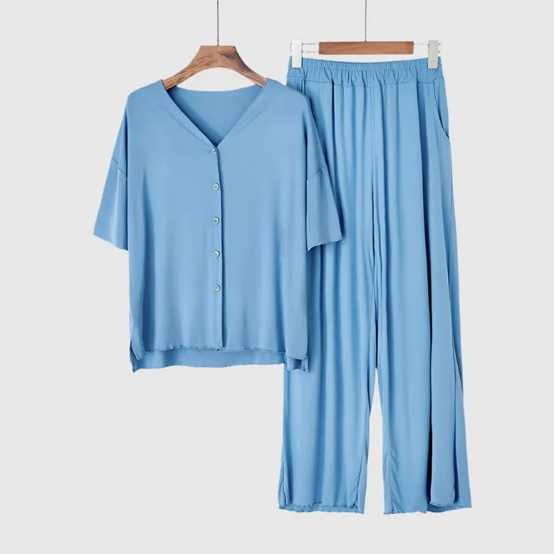 Women's Short-sleeved Top and Pants Pajamas, Loungewear Set