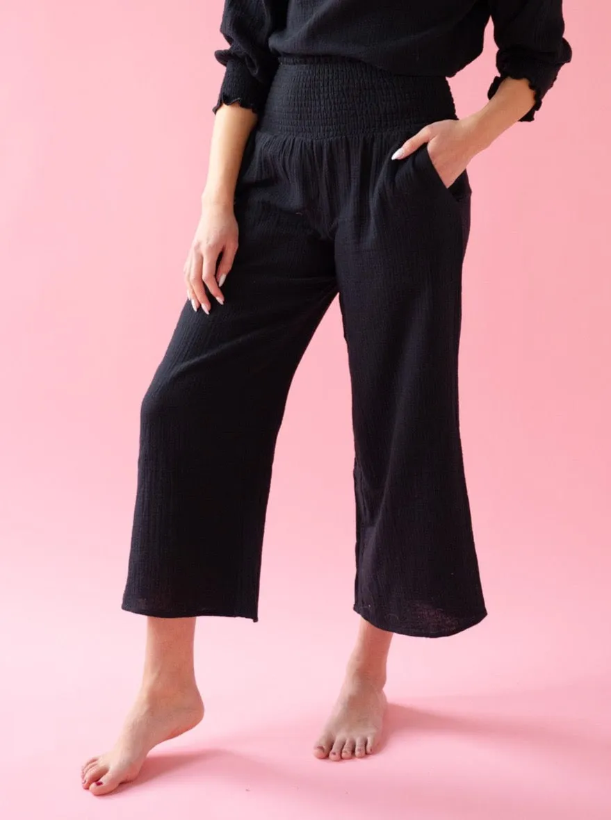 Zoe Smocked Pant Black